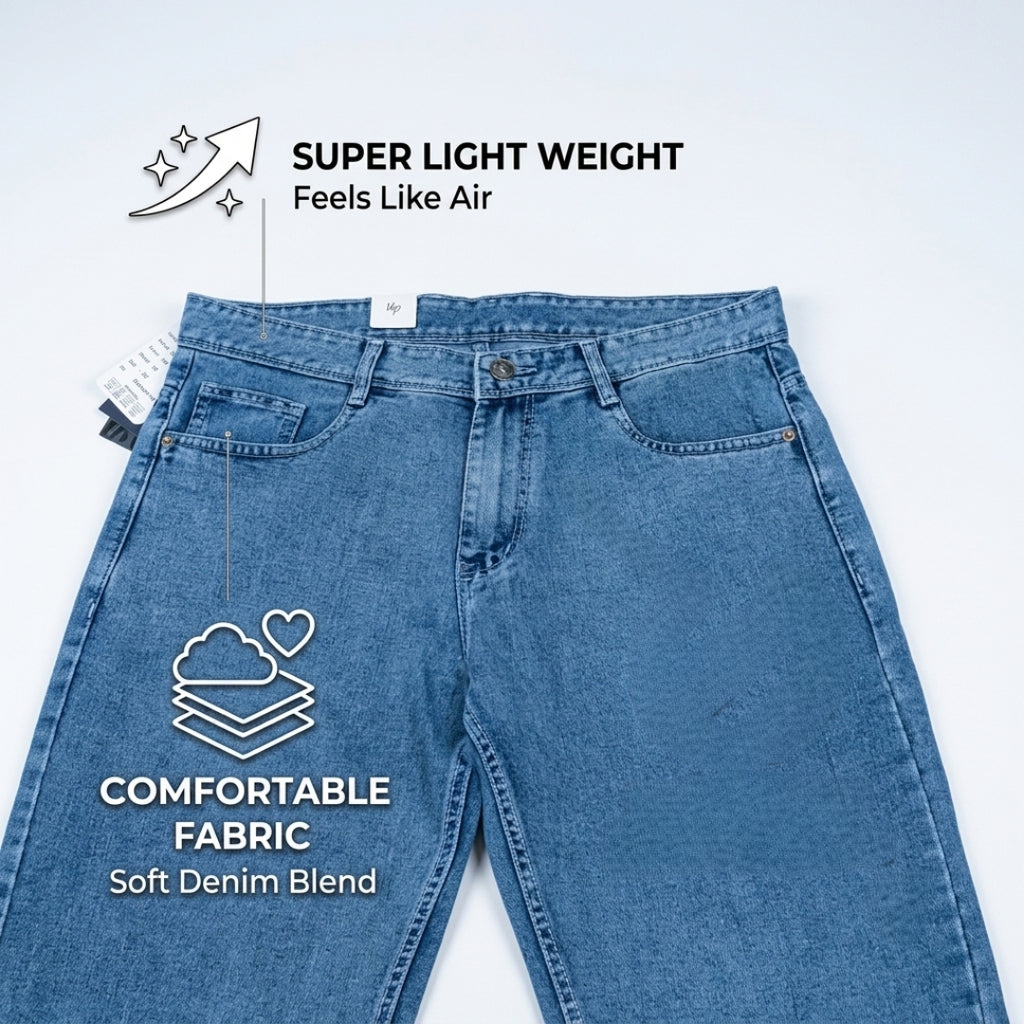 Men’s Light Blue Baggy Straight Fit Jeans – Ultra-Lightweight & Breathable Denim