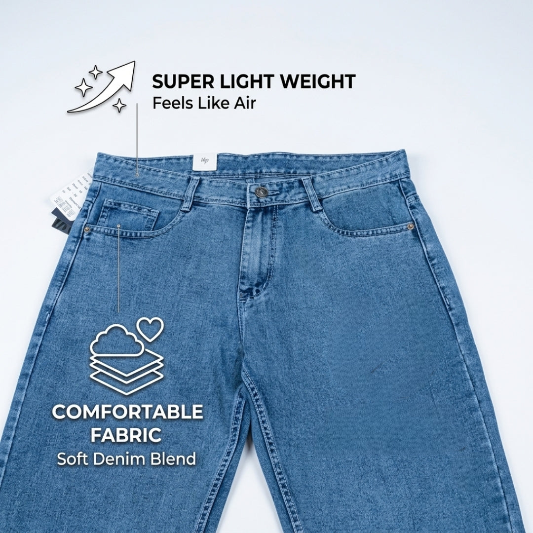 Men’s Light Blue Baggy Straight Fit Jeans – Ultra-Lightweight & Breathable Denim